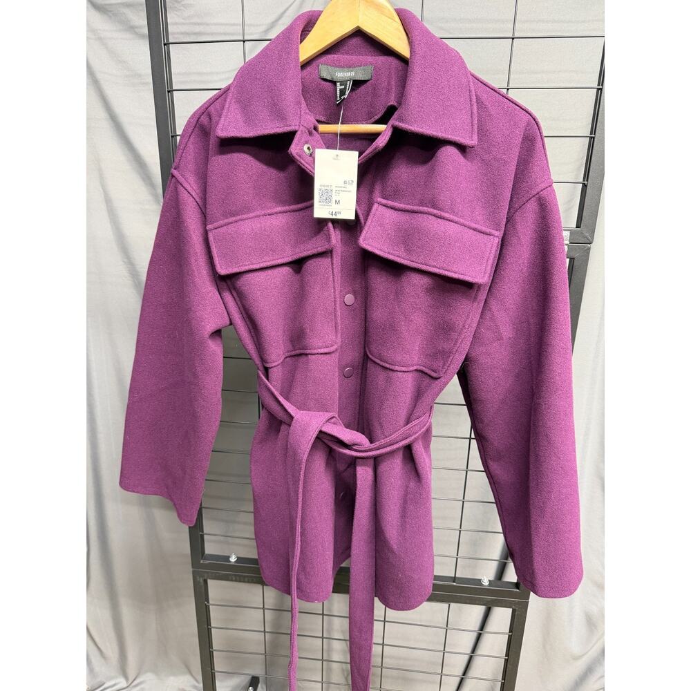 Forever 21 Women's Plum Jacket 100% Polyester Women's Medium- button closure